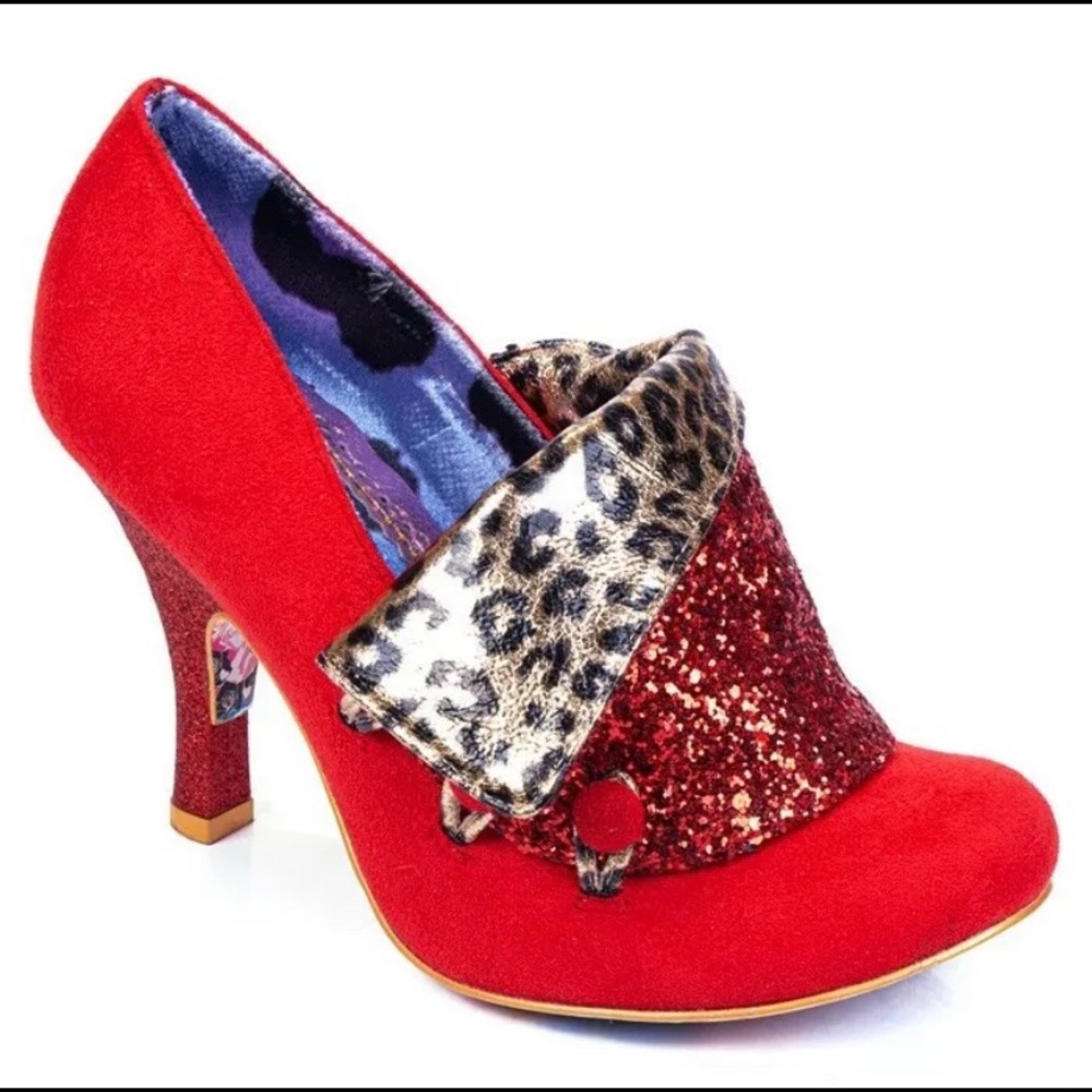 Irregular Choice Red and Leopard Flick Flack Heels